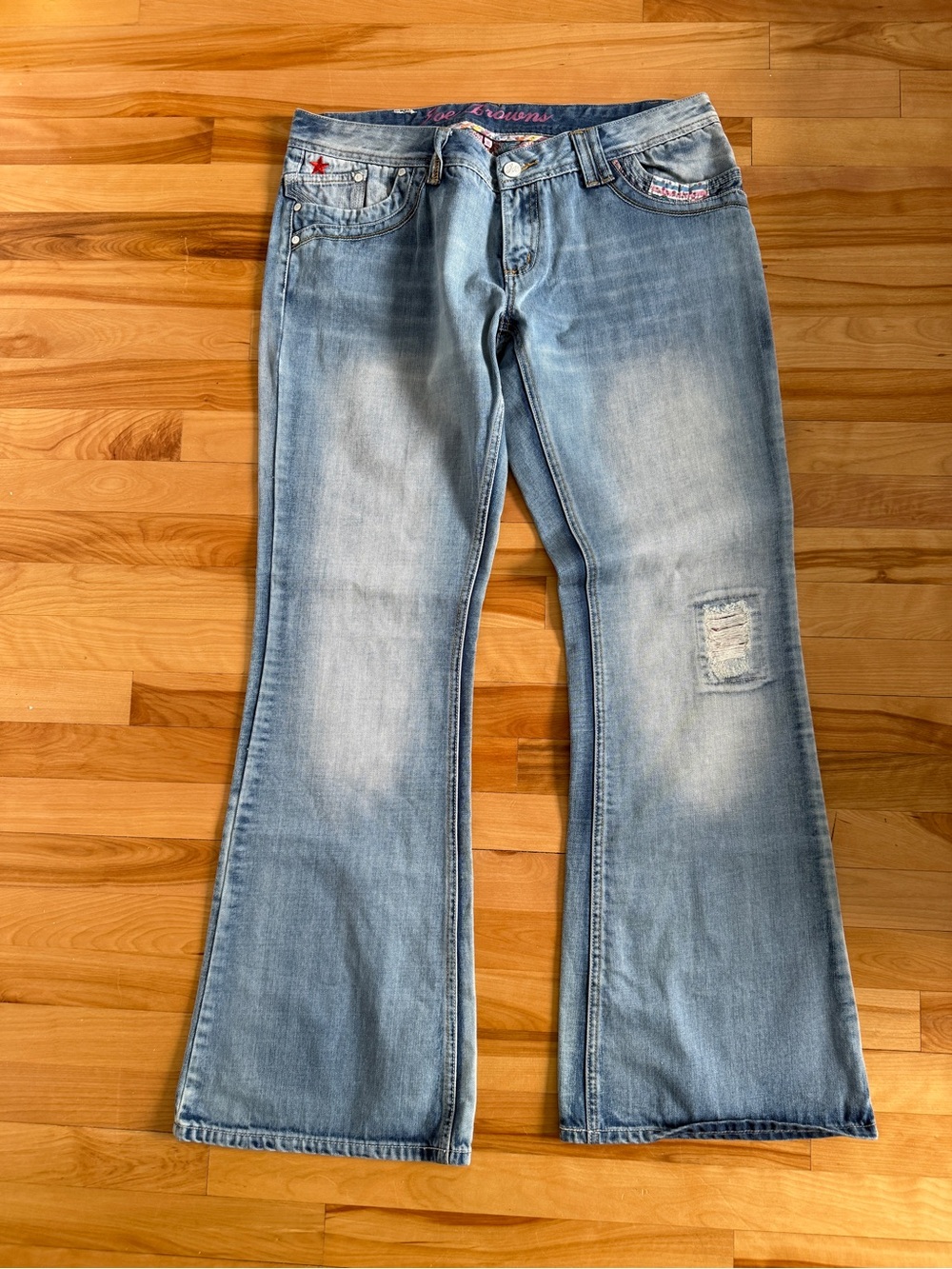 Joe Browns Light Wash Flared Jeans with Knee Distress